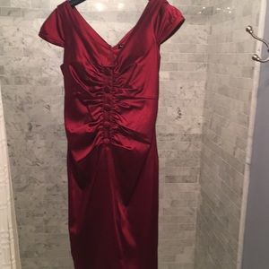 Red satin dress